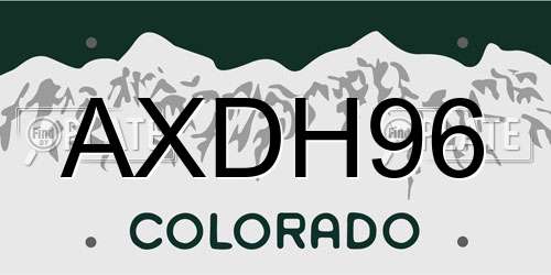 AXDH96 Colorado License Plate