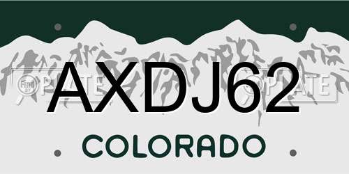 AXDJ62 Colorado License Plate