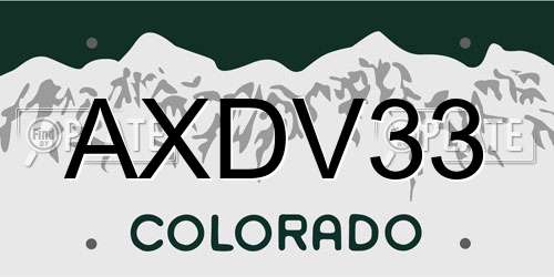 AXDV33 Colorado License Plate