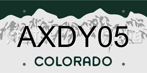 AXDY05 Colorado License Plate