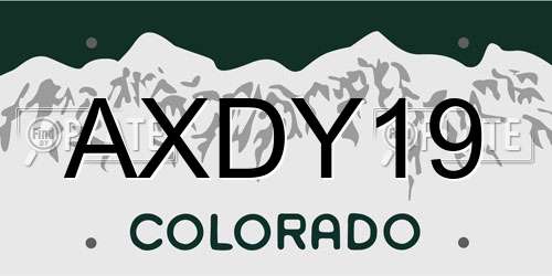 AXDY19 Colorado License Plate