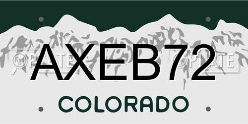 AXEB72 Colorado License Plate