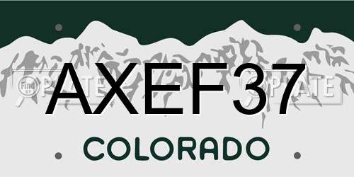 AXEF37 Colorado License Plate