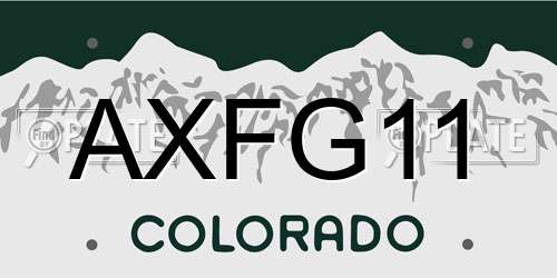 AXFG11 Colorado License Plate