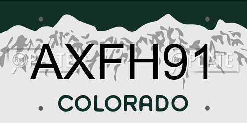 AXFH91 Colorado License Plate