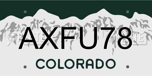 AXFU78 Colorado License Plate