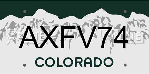 AXFV74 Colorado License Plate
