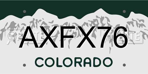 AXFX76 Colorado License Plate