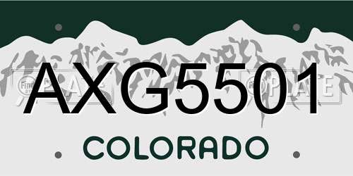 AXG5501 Colorado License Plate