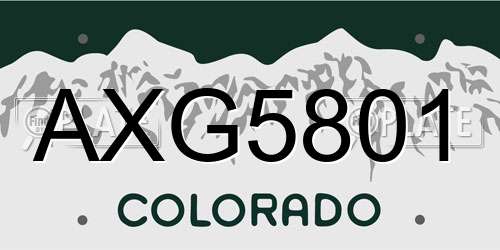 AXG5801 Colorado License Plate