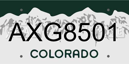 AXG8501 Colorado License Plate