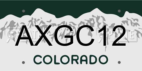 AXGC12 Colorado License Plate