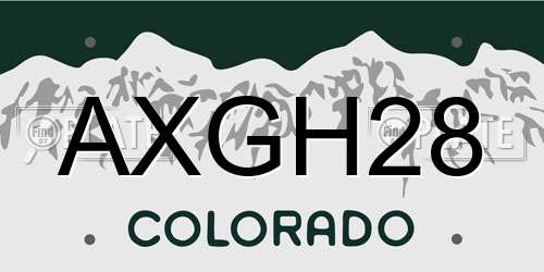 AXGH28 Colorado License Plate