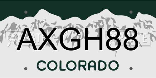 AXGH88 Colorado License Plate