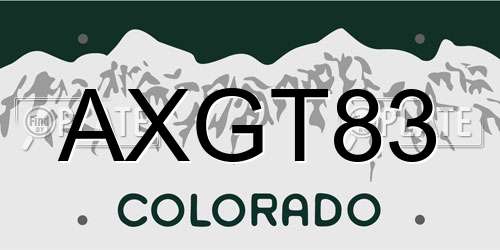 AXGT83 Colorado License Plate