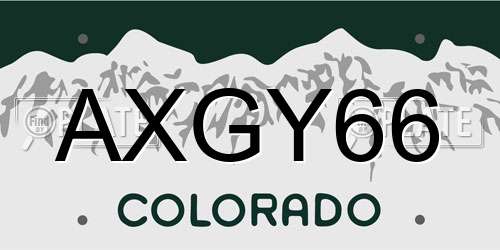 AXGY66 Colorado License Plate