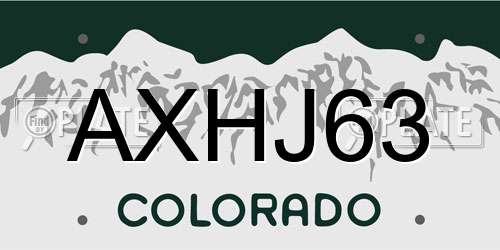 AXHJ63 Colorado License Plate