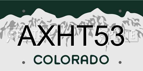 AXHT53 Colorado License Plate