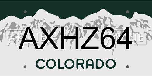 AXHZ64 Colorado License Plate