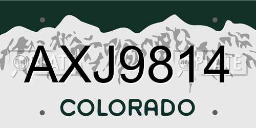 AXJ9814 Colorado License Plate