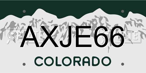 AXJE66 Colorado License Plate