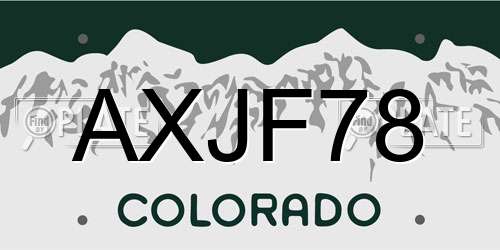 AXJF78 Colorado License Plate