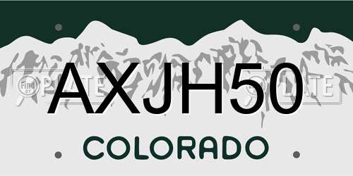 AXJH50 Colorado License Plate