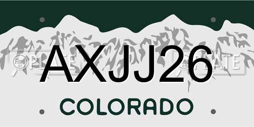 AXJJ26 Colorado License Plate