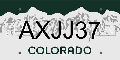 AXJJ37 Colorado License Plate