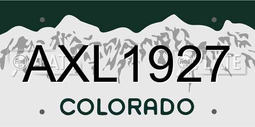 AXL1927 Colorado License Plate