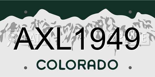 AXL1949 Colorado License Plate