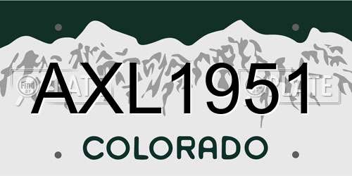 AXL1951 Colorado License Plate