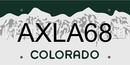 AXLA68 Colorado License Plate
