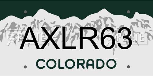 AXLR63 Colorado License Plate