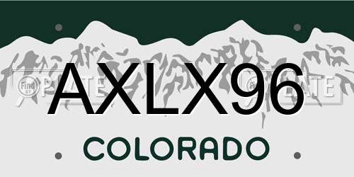 AXLX96 Colorado License Plate