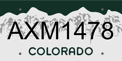 AXM1478 Colorado License Plate