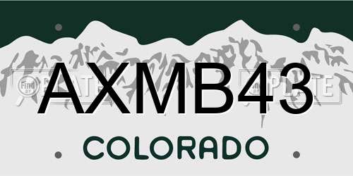 AXMB43 Colorado License Plate