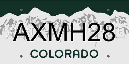 AXMH28 Colorado License Plate