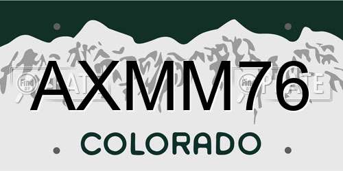 AXMM76 Colorado License Plate