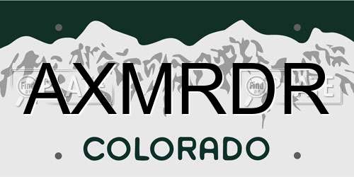 AXMRDR Colorado License Plate