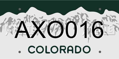 AXO016 Colorado License Plate