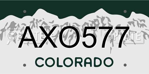 AXO577 Colorado License Plate