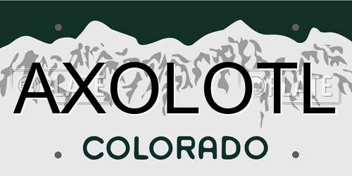 AXOLOTL Colorado License Plate