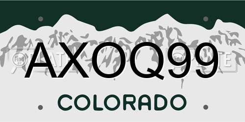 AXOQ99 Colorado License Plate