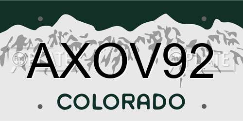 AXOV92 Colorado License Plate