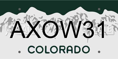 AXOW31 Colorado License Plate