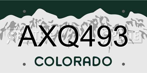 AXQ493 Colorado License Plate