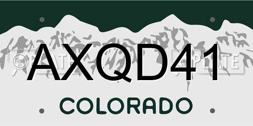 AXQD41 Colorado License Plate