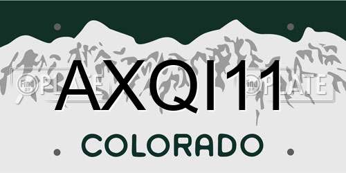 AXQI11 Colorado License Plate