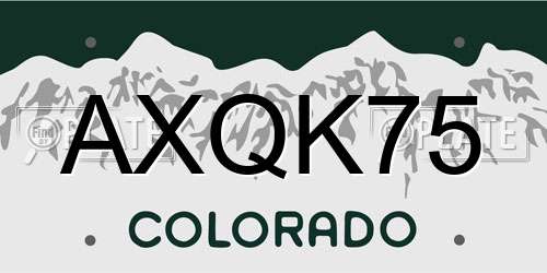 AXQK75 Colorado License Plate
